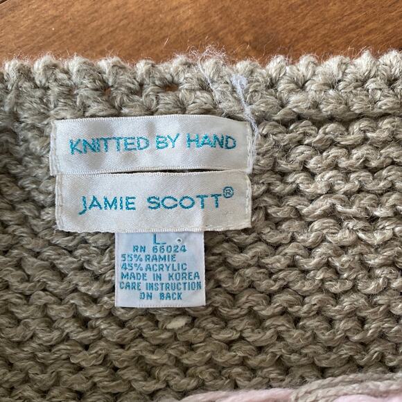 VINTAGE JAMIE SCOTT hand knit round neck vest pink gray purple size Large - Picture 3 of 7